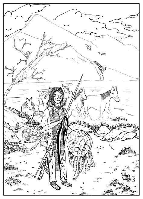 Download Draw native american - Native American Adult Coloring Pages