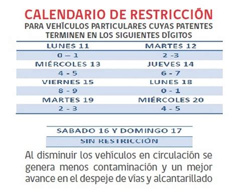 Jun 04, 2021 · la restricción vehicular actual, que alterna las placas pares e impares, se mantendrá una semana más. Gobierno implementa restricción vehicular de 2 dígitos ...