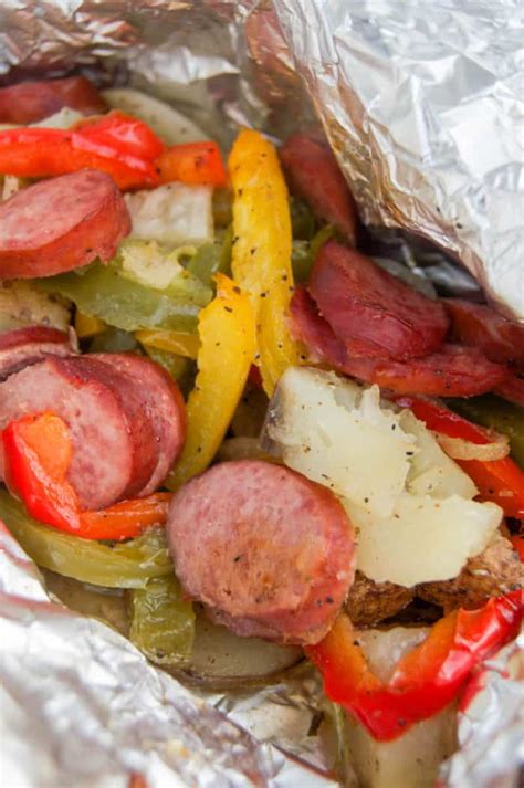 It takes less than two hours to heat and serve the entire meal, and the house will smell like you've. Sausage, Pepper, and Potato Foil Pack Dinner - The Diary ...