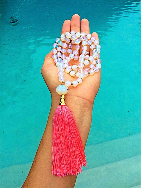Moonstone Hot Pink Tassel Necklace | Etsy | Pink tassel, Tassel necklace etsy, Tassel necklace
