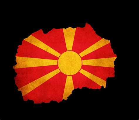 Look at macedonia from different perspectives. Macedonia Grunge Map Outline With Flag Photograph by ...