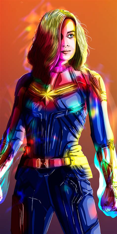 [as she looks on amused, he starts singing please, mr. 1080x2160 Brie Larson as Captain Marvel Artwork One Plus ...