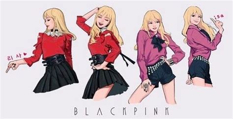 Black & pink (not officially announced, but officially used on group's logo and merchandise). BLΛƆKPIИK⋆Lisa (fanart) ~~amwricana | Diseño de personaje ...