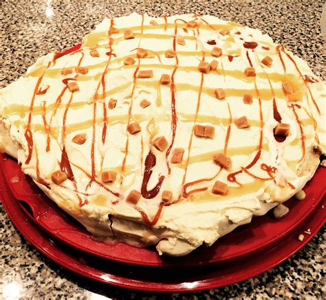 Pavlova is crisp on the edges, chewy on top, and marshmallow soft and creamy in the centers. Pavlova covered in whipped cream, drizzled toffee sauce ...