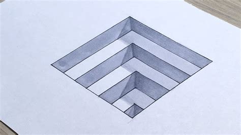 Again, just keep your lines parallel. How to Draw 3D Steps in a Hole. Easy 3D Trick Art for Kids ...