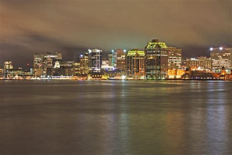 4k and hd video ready for any nle immediately. Halifax, Nova Scotia: Waterfront Skyline At Night (Long ...