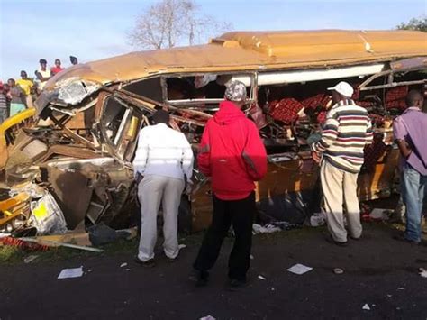 According to police, the vehicles, a bus and a minibus collided head on leading to the deaths of the 15. Photos: 27 people killed, several injured in horrific ...
