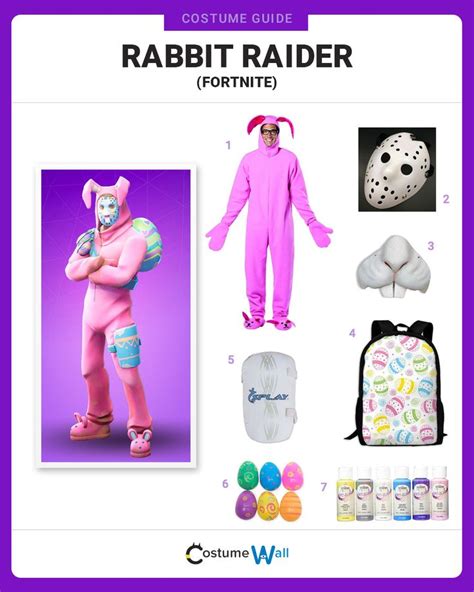 Rabbit raider wears a pink themed rabbit costume, ears on his hood. Dress Like Rabbit Raider from Fortnite | Halloween party ...