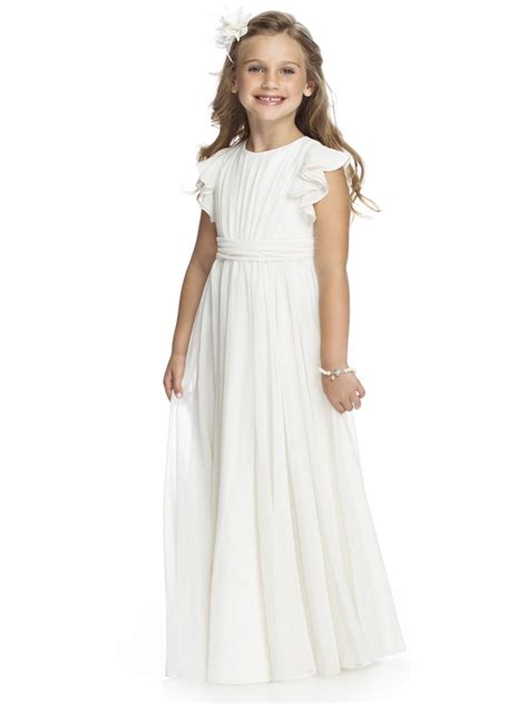 Abito in tulle arricciato corto davanti e mini strascico dietro tg 42 (rinascimento)da cerimonia o serate estive (110,00 compreso di scarpe elisabetta franchi n.40 color tiffany ) solo l abito €55,00. Dessy FL4038 Flutter Sleeve Chiffon Flower Girl Dress ...