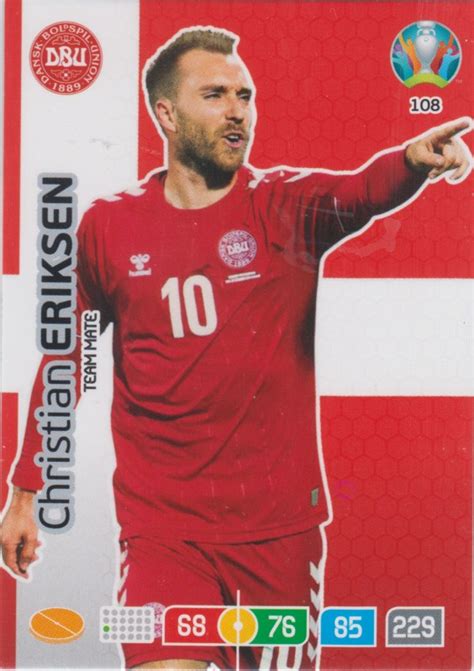 Kasper schmeichel, frederik ronnow, jonas lossl. Adrenalyn Euro 2020 - 108 - Christian Eriksen (Denmark ...