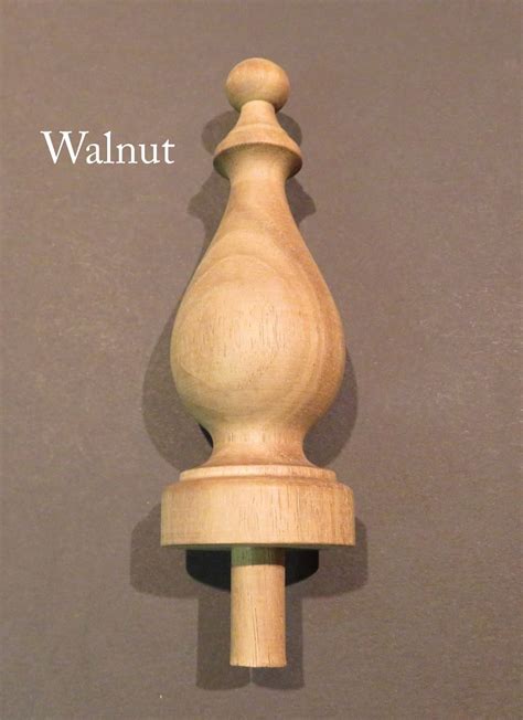 Hardwood finial in 2 sizes. Wood Finial 5 1/16 x 1 13/16. Choice: Oak, Maple, Cherry ...