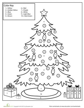 Get your child ready for christmas with this christmas fireplace coloring page. Color by Number Christmas Tree | Worksheet | Education.com ...