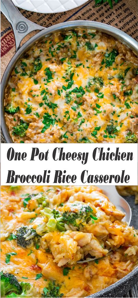 Perfect for lunch box dish. One Pot Cheesy Chicken Broccoli Rice Casserole Recipes - Home Inspiration and DIY Crafts Ideas