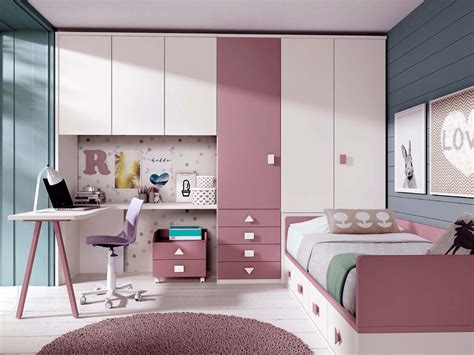 Chambre enfant mansardée avec étagères de rangement pratiques et lits jumeaux. Chambre ado fille avec bureau design - GLICERIO - SO NUIT