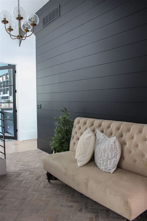 How i installed two herringbone accent walls. Our Black Mudroom with Brick Herringbone Floors | Accent ...