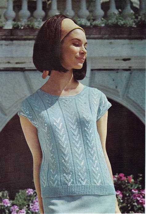 Women's Sequinned Sleeveless Top vintage knitting pattern 4 ply yarn or ...