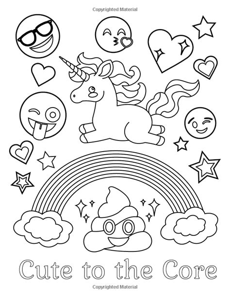 Coloring emoji pages free image inspirations unicorn kids clip art printable. Amazon.com: Emoji Coloring Book of Funny Stuff, Cute Faces ...