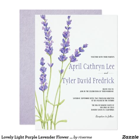 Jan 21, 2021 · one of the most reliable ways to save money and get more bang for your buck when it comes to wedding flowers is to have your florist only use flowers and greenery that are in season.using flowers. Lovely Light Purple Lavender Flower Wedding Invite ...