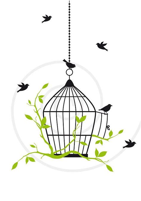 Don't forget to link to this page for attribution! Birds with open birdcage, digital clip art, clipart ...