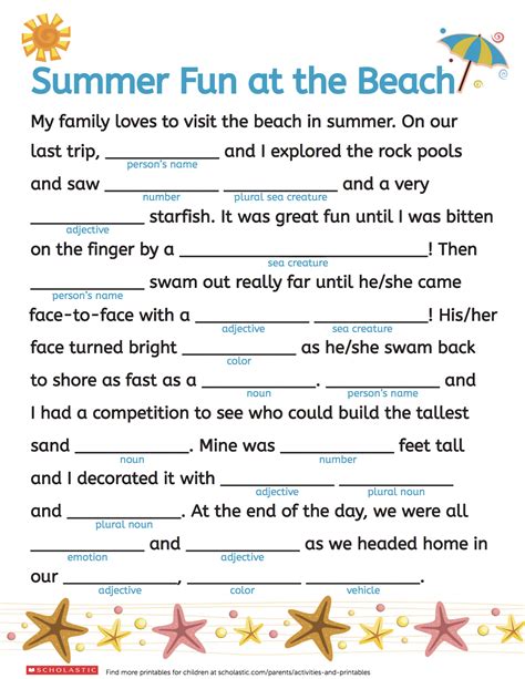 Enjoy practicing language arts and parts of speech with these free mad libs printable knockoffs for kids and families. Get your kids ready for a summer to remember with this fun ...