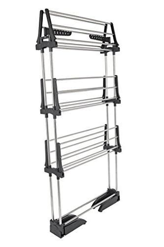 It expands to 4.5 feet tall and wide with more usable space than any drying racks we have seen. GreenWay GFR6000SS Collapsible Vertical Drying Rack