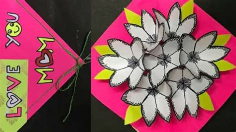 Fold your second piece of paper. Pop Up Card Flower: Tutorial, Mothers Day Greeting Card ...