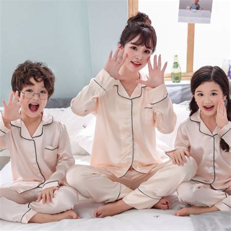 Mom and daughter matching pajamas. Mother Daughter Pajamas Sets 2019 Mom And Girls Boys Silk ...