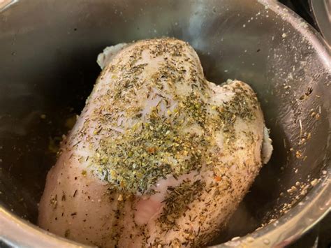 Then heat olive oil in a large frying pan put browned turkey breast pieces on top of the vegetables in the instant pot. Instant Pot Turkey Breast