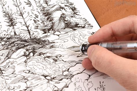 The book shape is laying on the table so the bottom is closest to the viewer and the top is farthest away this causes the perspective to. The Best Fountain Pens for Drawing | JetPens