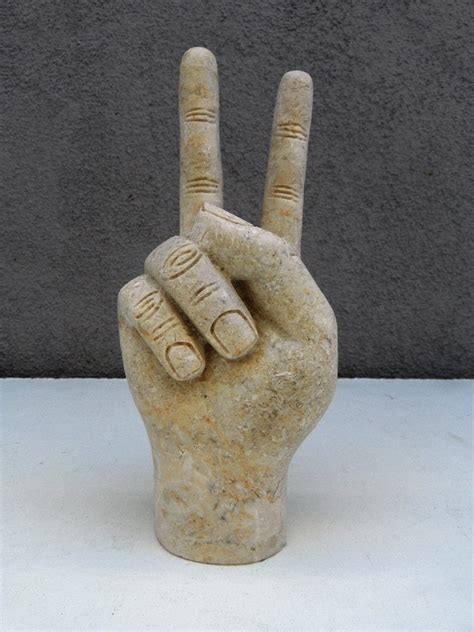 Peace sign hand statue from hobby lobby. Carved Peace Hand Sign - Mecox Gardens