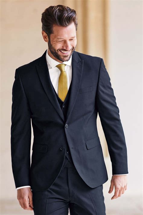 Mens two button alberto nardoni best brands suit slim skinny european fit vested medium gray suit. Mens Next Navy Skinny Fit Two Button Suit: Jacket - Blue ...