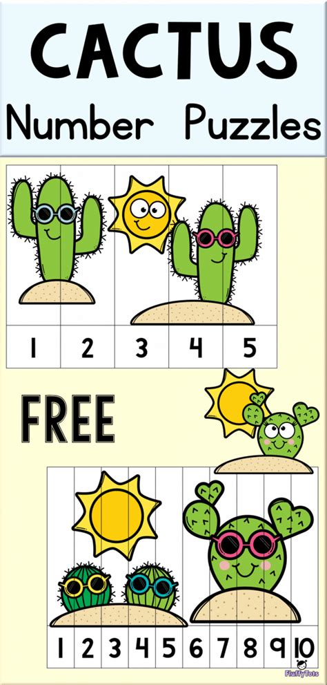 Is it possible to turn study time into fun time and still learn? FREE Cactus Number Puzzle Games | Fun counting with cool cactus with shades! For… | Numbers ...