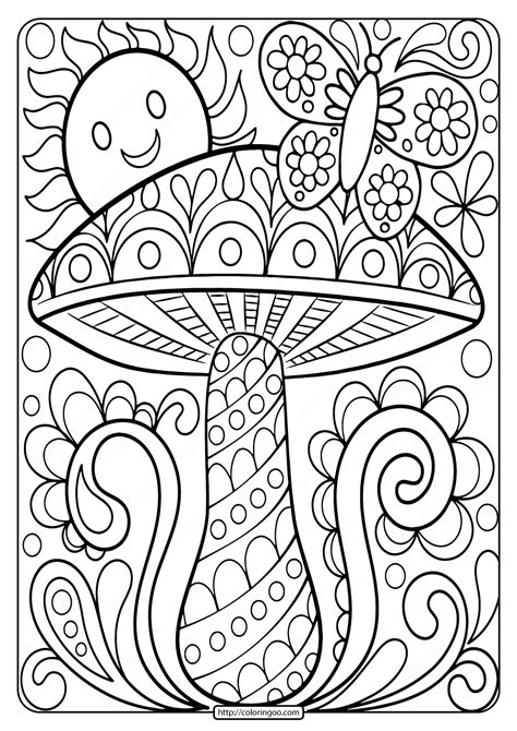 Wolfie toons adult coloring book. Free Printable Mushroom Adult Coloring Page