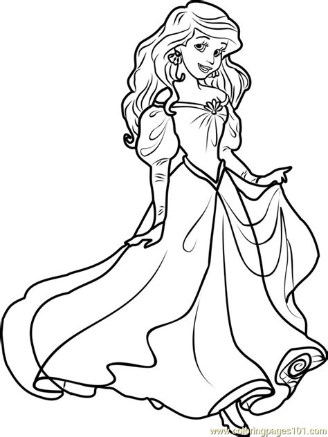 Mermaid colouring pages barbie princess. Princess Ariel Coloring Page for Kids - Free Disney ...