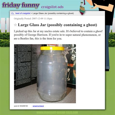 Plan your next columbus weekend bargain hunting trip on. FUNNY CRAIGSLIST ADS: Ghost of Garage Sales Past ...