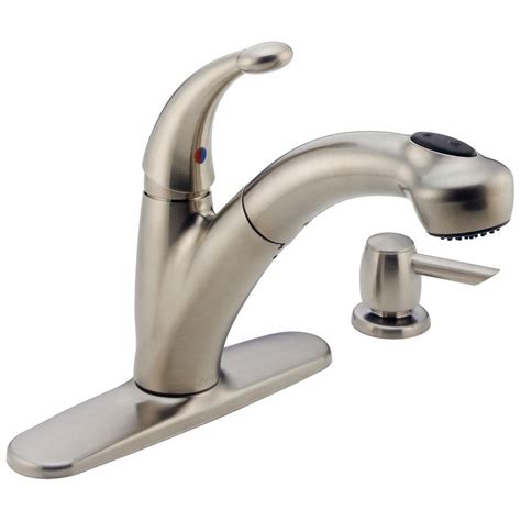 Discover our full range of styles, from modern to traditional + finishes including brass faucets, chrome faucets, copper faucets, nickel. Delta Brushed Nickel Kitchen Faucets