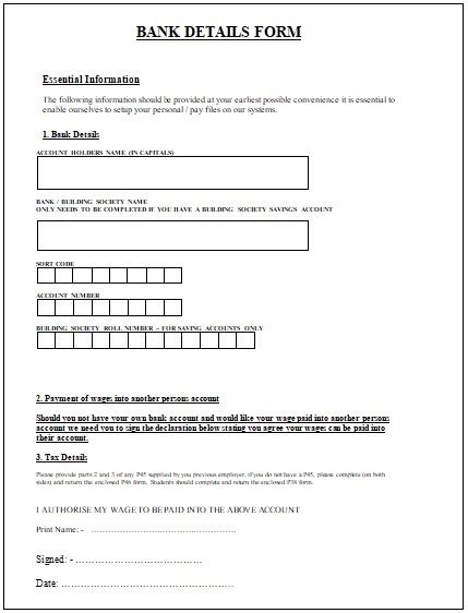The signature of a relevant executive. Bank Account Form sample | Free Word Templates