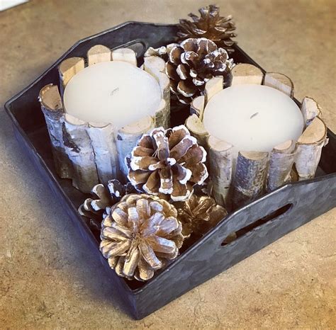 This applies on the mantelpiece or on the bookcase, and the same can be said of your departed loved one's resting place. #pinecone #ChristmasDecor #candles #diy | Christmas decorations, Candle s, Tea lights