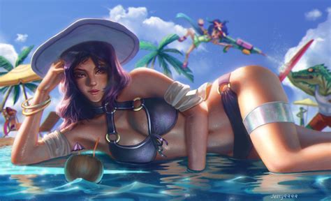 #mine #wesart #pool party caitlyn #caitlyn lol #caitlyn #lol #league of legends #too lazy to tag the rest. Stunning Pool Party Caitlyn art : Caitlynmains