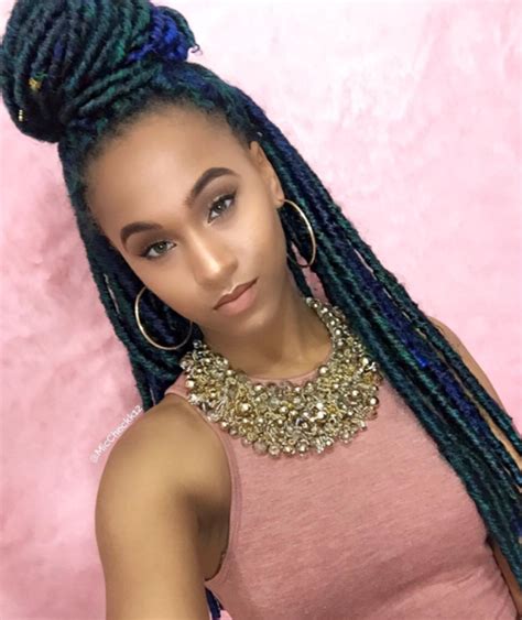 Short hairstyles branch off of these two styles and variations can arise depending on hair thickness, color, overall style, and texture. @miccheckk12 | Faux locs colored, Hair styles