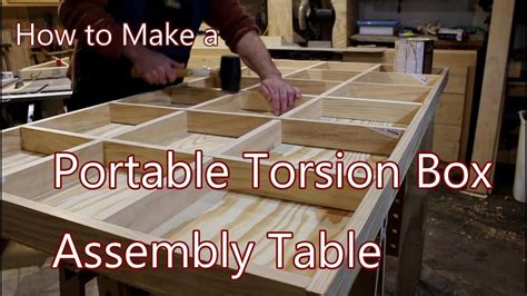 This torsion box outfeed table includes tracks for track clamps, a downdraft area with bench dog holes, and integrated drawers inside the with the grid in place and drawer boxes made, the slides can be installed. How to Make a Portable Torsion Box Assembly Table ...