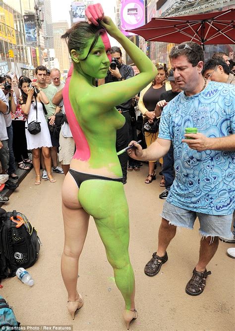 Shy russian teens get body painted part 2. Topless woman draws a crowd in New York City's Times ...