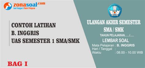 50 contoh soal bahasa inggris kelas 4 sd. 50 Soal UAS 1 Bahasa Inggris Kelas 12 terbaru Tingkat SMA/SMK