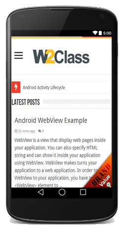 Our example application shows how to use android webview component. Android WebView Example - W2class | Online tutorials ...
