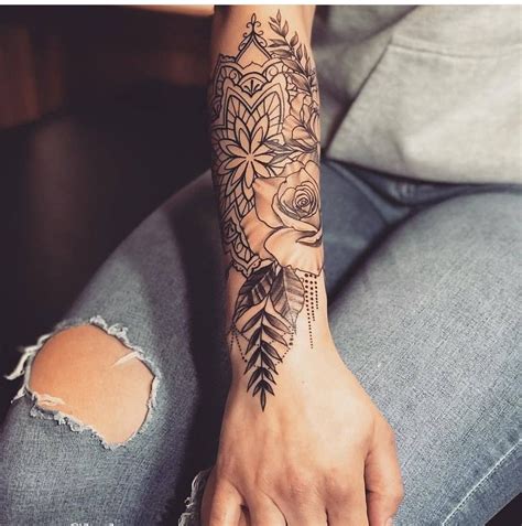 Beautiful lotus flower forearm tatoo. Half sleeve flower mandala tattoo | Flower mandala tattoo ...