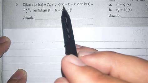 Home > algebra calculators > composite functions and evaluating functions fog(x), f(2) calculator. Diketahui f(x) = 7x + 3, g(x) = 2 - 3, dan h(x) = x + 2/x. Tentukan (f • h • g)(-1) ! - YouTube