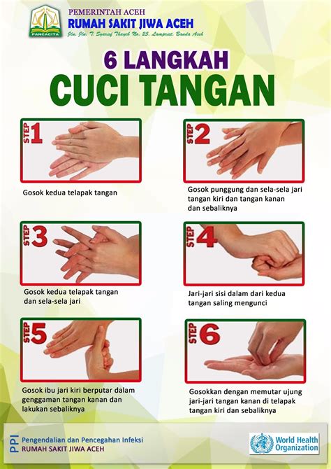 6 langkah cuci tangan menurut standart who web terpadu kabupaten tangerang. Terbaik Dari Poster Cuci Tangan 6 Langkah - Koleksi Poster
