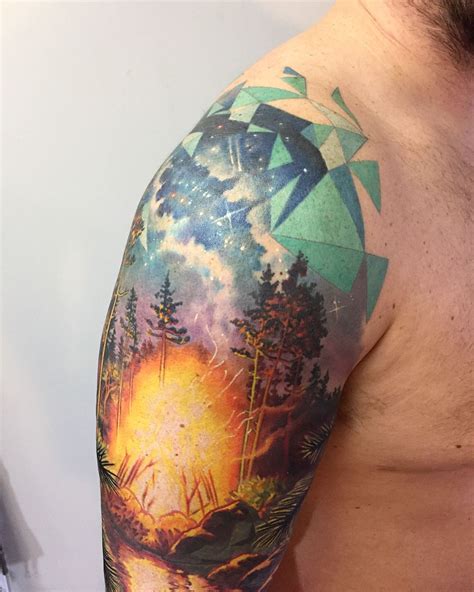 A little canoe tattoo i did using a single liner. codyeich: "This campfire and sinking canoe tattoo is one ...