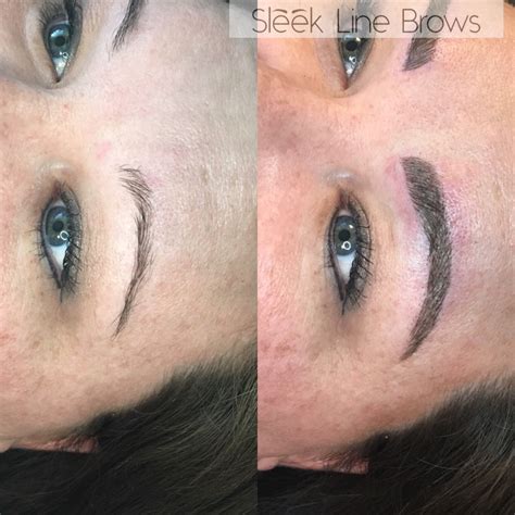 Feathered brows are a nice sophisticated look that leave your eyebrows looking full and beautiful. Microblading done by Sleek Line Brows | Behind ear tattoo ...