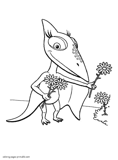 Printable match the dinosaur to the train car coloring sheet. Tiny coloring page || COLORING-PAGES-PRINTABLE.COM